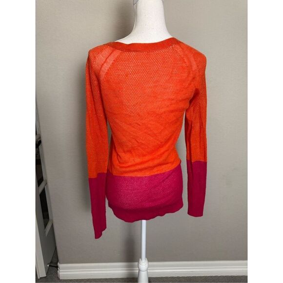Anthropologie Moth Wool Blend Color Block Orange Pink Small - Picture 2 of 8